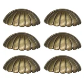 Zawiasy, okucia i inne akcesoria - Zestaw 6 metalowych uchwytów do szuflad w kolorze antycznego brązu – rozstaw otworów 64 mm – uchwyty do szuflad w stylu vintage - miniaturka - grafika 1