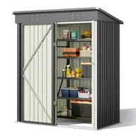 Altany ogrodowe - Schron ogrodowy metalowy Bealife 162 x 95 x 182 cm, szary, stabilna konstrukcja dla ogrodu - miniaturka - grafika 1