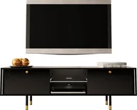 Szafki RTV - MEGSTYL SZAFKA RTV Z ZŁOTYMI ZDOBIENIAMI - CRISTAL 1 Czarny mat - Czarny połysk - miniaturka - grafika 1