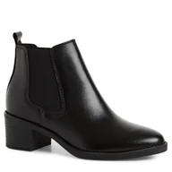 Botki damskie - Botki damskie czarne Marco Tozzi 25331 skórzane na obcasie na zamek-37 - miniaturka - grafika 1