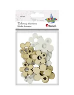 Pozostałe akcesoria dla plastyków - Titanum Drewniane kwiatki 23 i 30mm naturalny biały 12szt - miniaturka - grafika 1