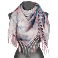 Apaszki i szaliki damskie - Chusta damska przejściowa jesienno zimowa na prezent z frędzlami RCC21-3 turkus - miniaturka - grafika 1