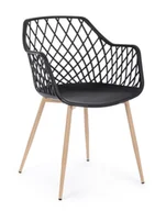 Krzesła - Zestaw 4 krzeseł do jadalni ze stali czarnej i polipropylenu - miniaturka - grafika 1