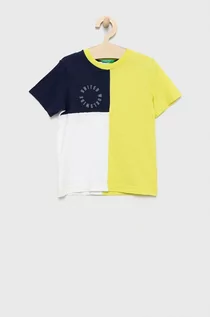Koszulki i topy damskie - Benetton United Colors of United Colors of t-shirt bawełniany dziecięcy kolor zielony z nadrukiem - grafika 1