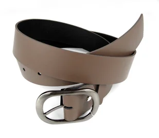 Pasek Damski Skórzany Gładki COMPLEX (PL) 40 mm CIEMNY BEŻOWY Szeroki - Paski - miniaturka - grafika 8