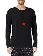Bluzy męskie - Hugo Boss Hero Henley męska bluza z długim rękawem, czarny (Black1), L - miniaturka - grafika 1