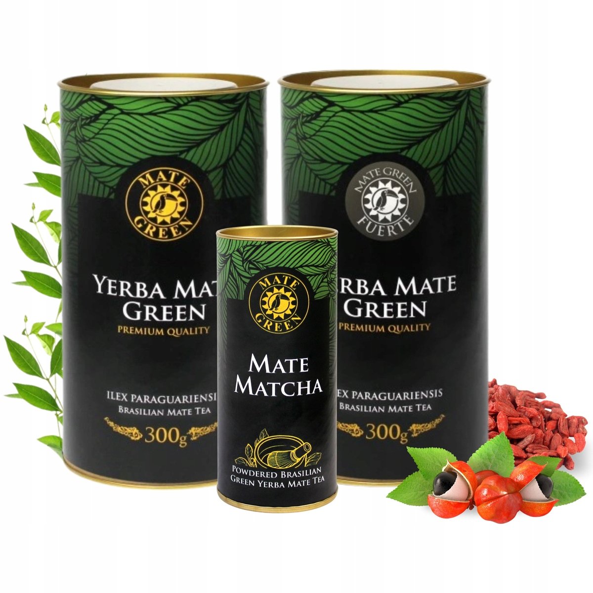 Zestaw Premium Yerba Mate Green Fuerte Despalada 2x300g MateMatcha 30g