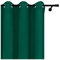 Zasłony - Voppi Zasłona zielona welurowa na przelotkach 140 x 160 cm krótka zasłona okienna z grubego weluru 220 g/m2 - miniaturka - grafika 1
