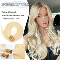 Wałki do włosów - TEMU 100 szt. Łatwe do Noszenia Końcówki I 1B Naturalny Czarny i 613 Blond Proste Kawałki Ludzkie dla Kobiet Przyjazne dla Początkujących, - miniaturka - grafika 1