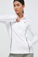 Bluzy damskie - Under Armour bluza treningowa kolor biały gładka - miniaturka - grafika 1