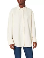 Koszule damskie - NA-KD Damska koszula oversized Linen Shirt z kołnierzem button down, jasny beż, 38 PL - miniaturka - grafika 1