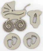 Pozostałe akcesoria dla plastyków - Galeria Papieru Ozdoby drewniane samoprzylepne Baby zestaw - miniaturka - grafika 1