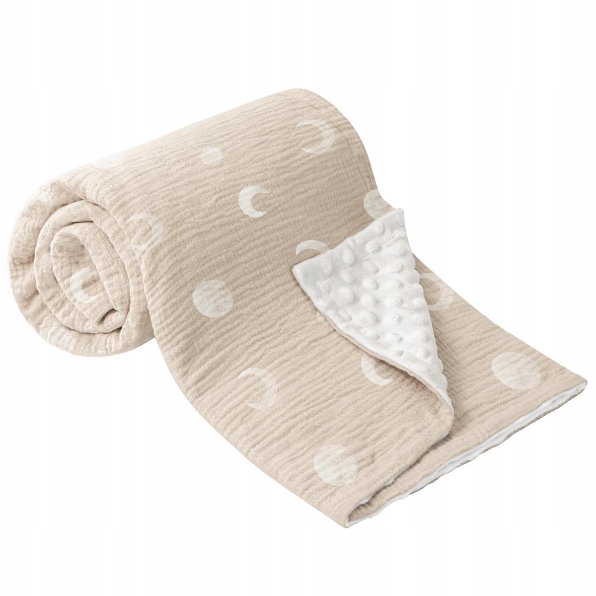 BEARMOSS Kocyk Niemowlęcy Bawełna 70x100cm Biały Księżyc