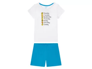 Piżama (t-shirt + szorty) lub koszula nocna dziewczęca z biobawełny (134/140, Biały/niebieski) - Piżamy dla dziewczynek - miniaturka - grafika 1