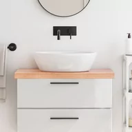 Szafki łazienkowe - vidaXL Blat do łazienki, jasnobrązowy, 80x30x6 cm, lite drewno - miniaturka - grafika 1