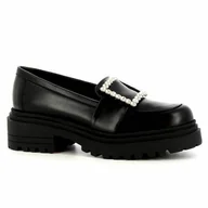Mokasyny damskie - Czarne mokasyny damskie CARINII - Carinii - miniaturka - grafika 1