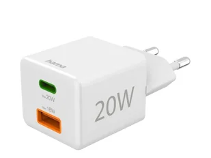 HAMA Ładowarka sieciowa Mini 20W 1xUSB-C, 1xUSB-A 4047443516503 - Ładowarki do telefonów - miniaturka - grafika 1