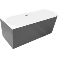 Wanny - Mexen Silo wanna wolnostojąca narożna lewa ryflowana 170 x 80 cm, biała/szara, przelew złoty - 52891708062L-50 - miniaturka - grafika 1