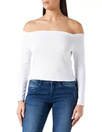 Koszulki i topy damskie - Urban Classics Damska koszulka z długim rękawem Ladies Off Shoulder Rib Longsleeve T-shirt, biała, 3XL - miniaturka - grafika 1
