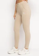 Spodnie damskie - Jasnobeżowe Spodnie Dresowe z Gumką w Pasie Baratia - miniaturka - grafika 1