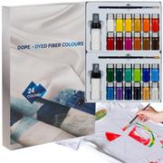 Przybory szkolne - Farby do Ubrań Tkanin Malowania na Tkaninach Zestaw 24 x Barwnik + 2 Pędzle MAALEO - miniaturka - grafika 1