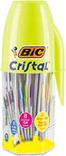 Długopisy - BIC Cristal Megatubo, zestaw kolorowych długopisów Cristal Original (końcówka 1 mm), Cristal Fun i Fluo (końcówka 1.6mm), Pa szkolne i domowe, pomysł na prezent, 20 sztuk - miniaturka - grafika 1