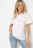 Koszulki i topy damskie - Biały Gładki T-shirt z Bawełny o Klasycznym Kroju Natime - miniaturka - grafika 1