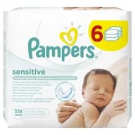 Chusteczki nawilżane - PAMPERS Pampers Chusteczki Sensitive 6 X 56 - 336 Sztuki - miniaturka - grafika 1