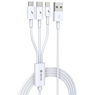 Devia Kabel Smart 3w1 8pin/typ-C/micro biały - Kable USB - miniaturka - grafika 1