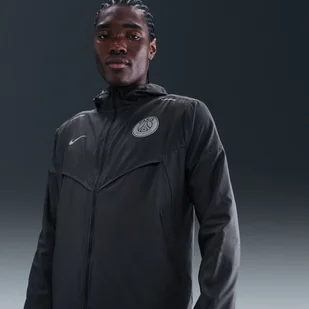 Męska kurtka piłkarska Nike Paris Saint-Germain Impossibly Light Windrunner - Szary - Kurtki i kamizelki sportowe męskie - miniaturka - grafika 1