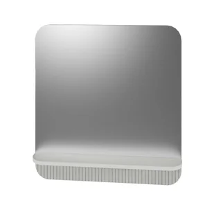 Lustro łazienkowe z półką prostokątne 70X86X14 cm Devo Gloria 2.0 ryflowane premium white supermatt GL2-LUPL70-2-F83 - Lustra - miniaturka - grafika 1