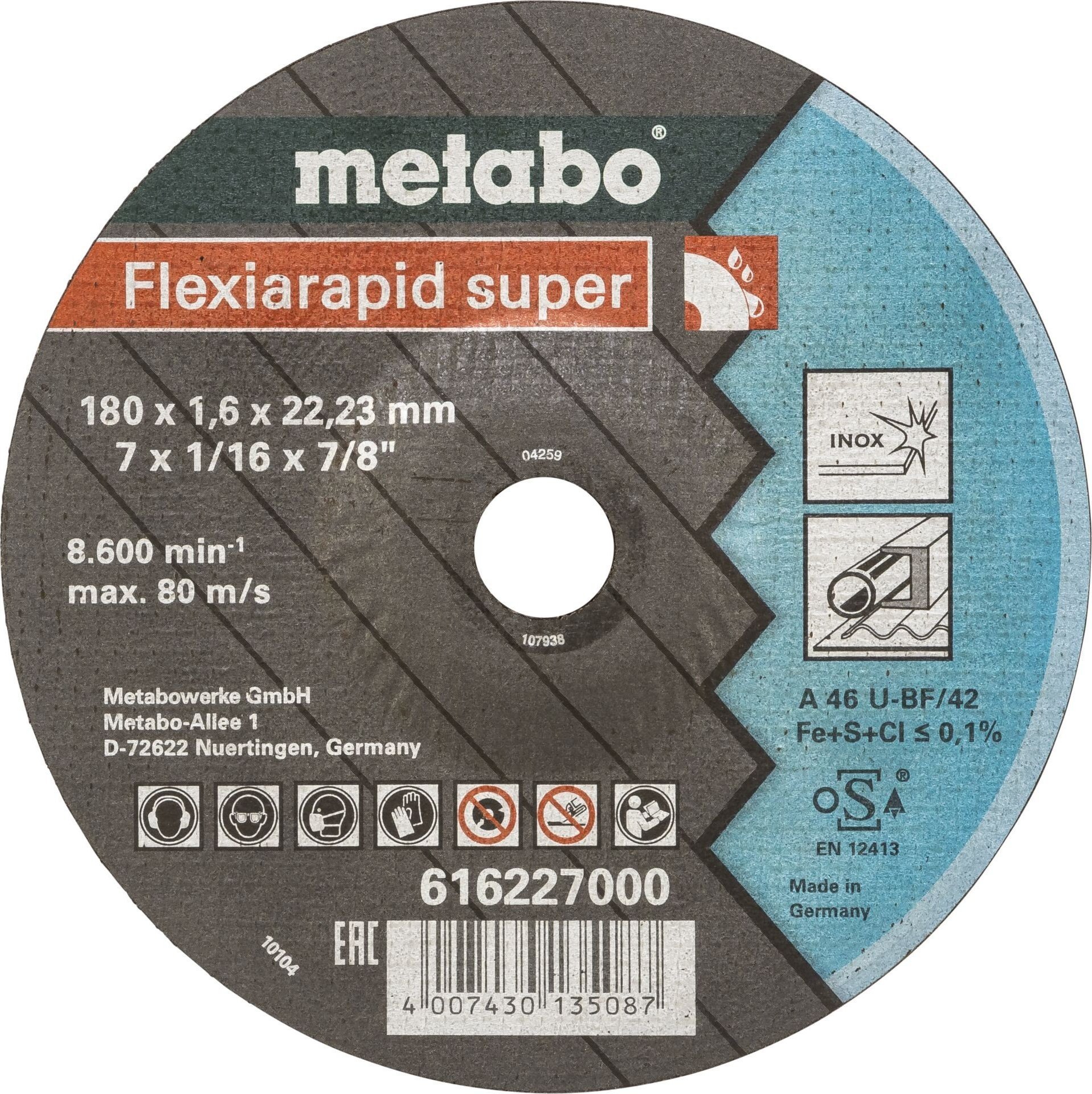 Metabo Flexiarapid super 180x1,6 x22,23 Inox