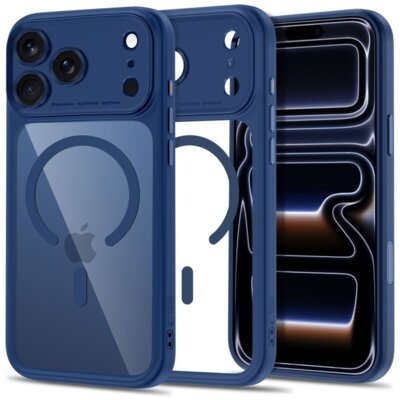 Etui TECH-PROTECT MagPeak MagSafe CC do Apple iPhone 17 Pro/18 Pro Przezroczysto-granatowy