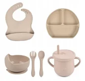 Miseczki i talerzyki dla dzieci - PIERWSZE NACZYNIA ZESTAW DO KARMIENIA DLA DZIECI SILIKONOWE NACZYNIA - miniaturka - grafika 1