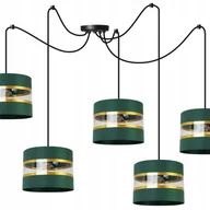 Lampy sufitowe - Lampa sufitowa wisząca Spider Elegance Gold modern 5xE27 klosz okrągły złoto/zielony Light Home LH - miniaturka - grafika 1