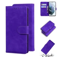 Etui i futerały do telefonów - Do Samsung Galaxy S21 FE 5G Skin Feel Pure Color Skórzane etui na telefon z klapką Fioletowy - miniaturka - grafika 1