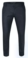 Spodnie męskie - Granatowe Casualowe Spodnie Męskie, Slim Fit -TO-ON- Zwężane, Chinosy, Tłoczony Wzór, Melanżowe - miniaturka - grafika 1