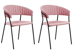 2 krzesła do jadalni welurowe różowe MARIPOSA - Krzesła - miniaturka - grafika 1
