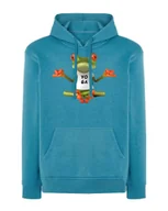 Bluzy męskie - Bluza z kapturem z nadrukiem Żaba Joga Zen Hobby Niebieska M - miniaturka - grafika 1