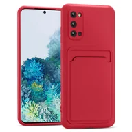 Etui i futerały do telefonów - Etui na telefon komórkowy Samsung Galaxy S20 silikonowe etui ochronne z kieszenią na kartę Slim Wallet Case, czerwone - miniaturka - grafika 1