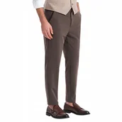 Spodnie męskie - Spodnie męskie chino z gumką w pasie czekoladowe V2 OM-PACP-0158 L - miniaturka - grafika 1