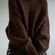 Swetry damskie - TEMU Damski Sweter Zimowy - Oversize H-Line z Rękawami Dzwonkowymi i Motywem Poinsecji, Miękki Sweter z Okrągłym Dekoltem, Przytulny Sweter z Długim - miniaturka - grafika 1