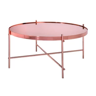 Stolik kawowy Ø 75x35 cm miedź metal i szkło - - Ławy i stoliki kawowe - miniaturka - grafika 1