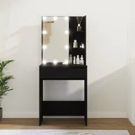 Toaletki - vidaXL Toaletka z oświetleniem LED, czarna, 60x40x140 cm - miniaturka - grafika 1