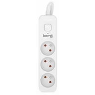 Listwy zasilające - Przedłużacz KERG z wyłącznikiem M02382 3-gniazdowy 1,5m 3×1,5mm2 H05VV-F 16A/250V biały - miniaturka - grafika 1