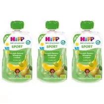 Hipp Sport Mus owocowy po 1. roku gruszki-banany-winogrona z owsem zestaw 3 x 120 g Bio - Desery dla dzieci - miniaturka - grafika 1