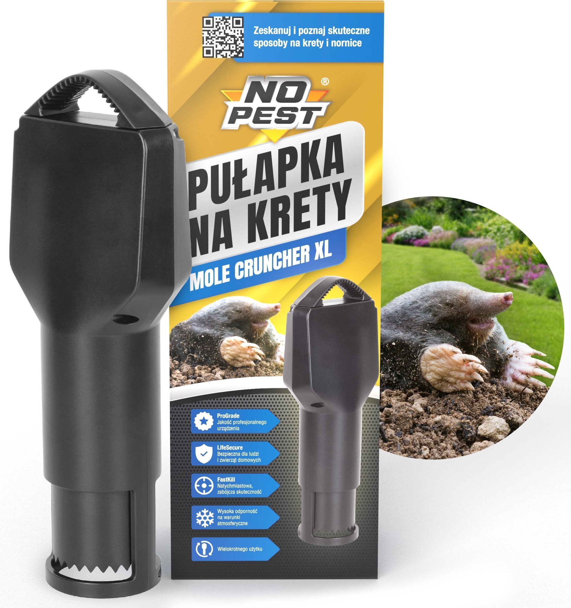 NO PEST Pułapka na Krety Mole Cruncher XL Łapka Żywołapka na Krety Nornice Karczowniki Szczury i Inne Gryzonie