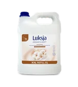 Mydła - Duży zapas mydła do rąk w płynie z mleczkiem bawełnianym Luksja 5 L - miniaturka - grafika 1