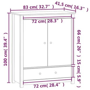Lumarko Szafka, biała, 83x41,5x100 cm, lite drewno sosnowe - Szafki do salonu - miniaturka - grafika 10