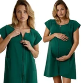 Piżamy ciążowe - Formommy Koszula Nocna Ciążowa Do Karmienia Na Zamek Zielona XL - miniaturka - grafika 1